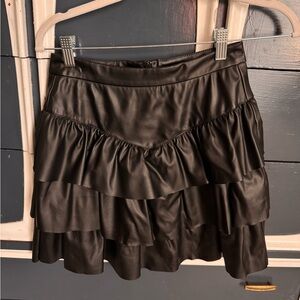 Western Cowgirl Faux Leather Ruffle Skirt